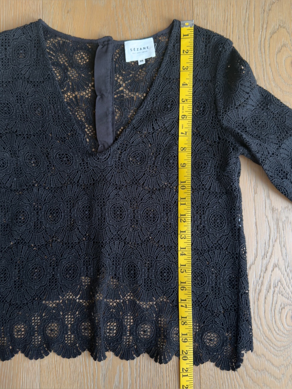 Sezane Black Lace Colette Blouse - FR 36 - Picture 6 of 8